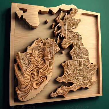 3D model Map of the citiesedit in the United Kingdom (STL)